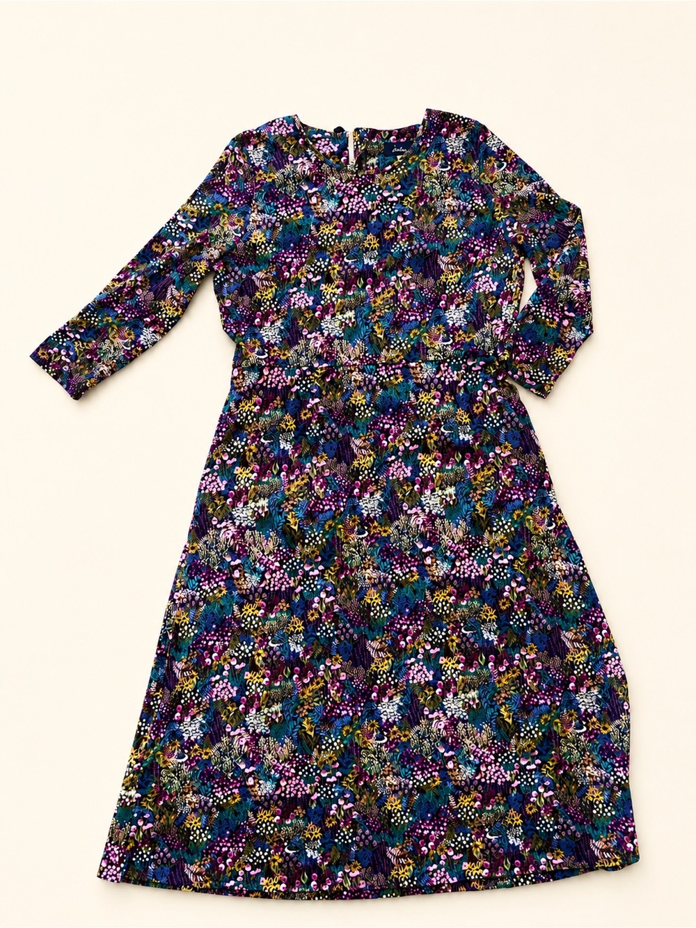 Joules Navy + Purple Multi Floral Long Sleeve Dress